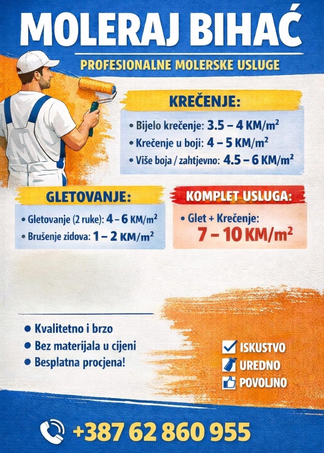 Nudim molerske usluge, spahtlanje, gletanje, edelputz. - Slika 1